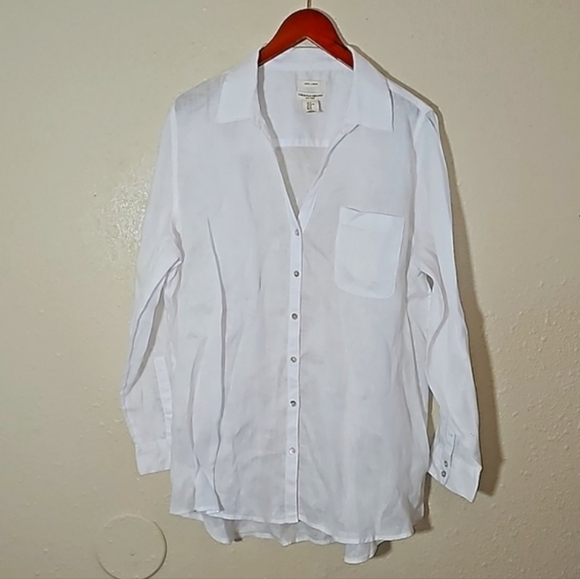 Cristian Siriano 100% Linen White Button Down Shirt - Picture 7 of 7